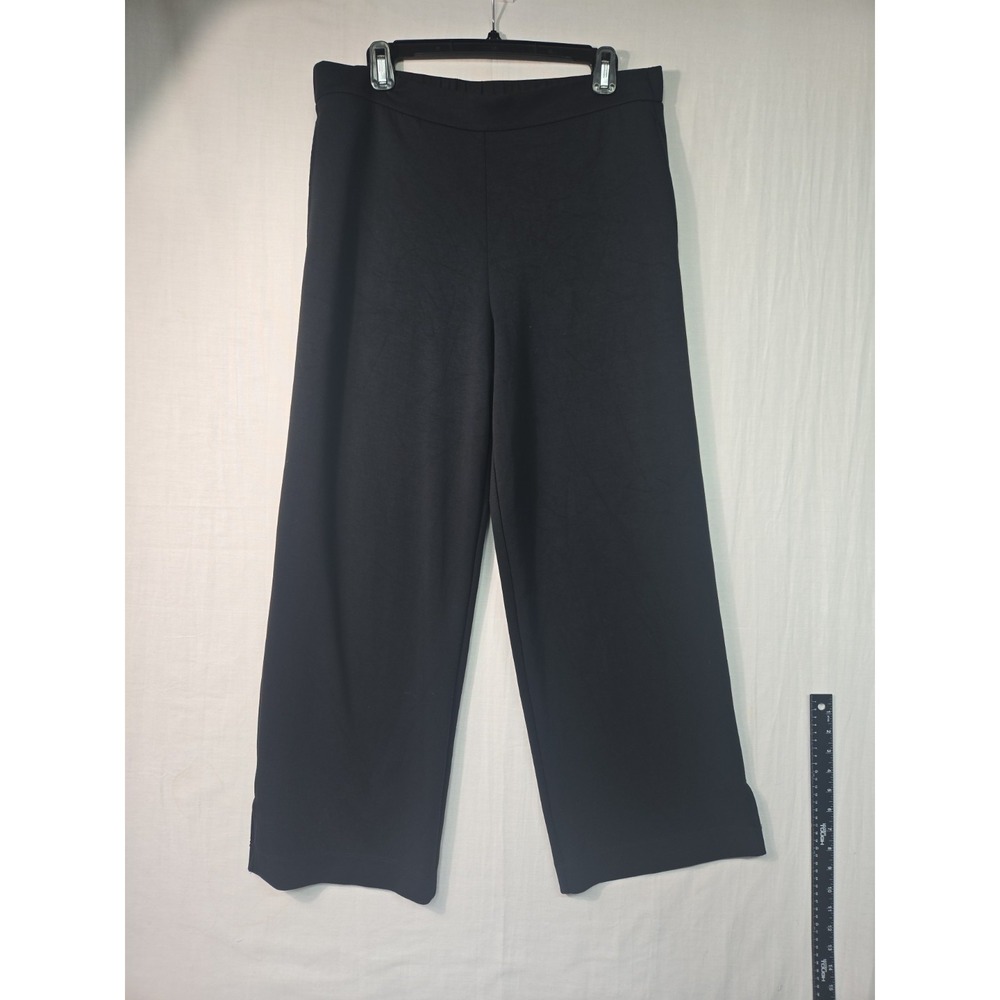 Soft Surroundings Black Wide Leg Pull-on Pants‎ Women's Large High Rise Pockets